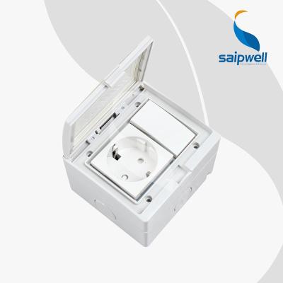 China SAIPWELL/SAIP commercial four-position single control switch with a German style socket 250V/13A IP55 switch socket (SPL-SRS) for sale