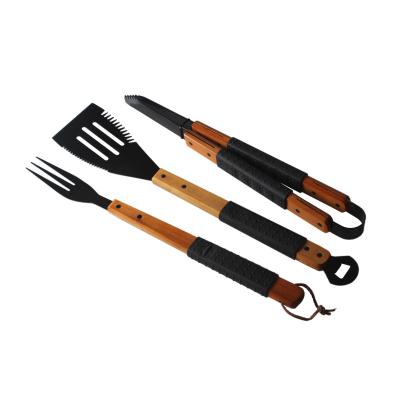 China 3 PCS Easily Cleaned Black Color Non Stick BBQ Liner Tool Kit With TPR Handle for sale