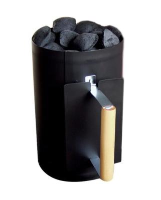 China BBQ dustproof black paint fire starter with wooden handle for sale