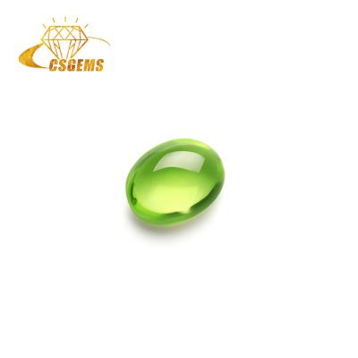 China Natural Birefringence and Pleochroism CS Gems Maker Excellent Oval Shape Cabochon Peridot Stone for Jewelry Making for sale