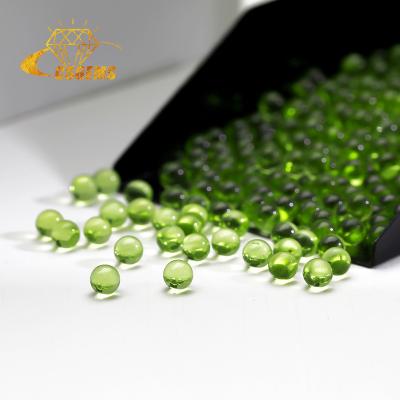 China High Quality Rare Yellowish Green Round Shape Cabochon Peridots Price For CS Gems 2022 Of Birefringence And Pleochroism 6-8Mm Small Per Carat for sale