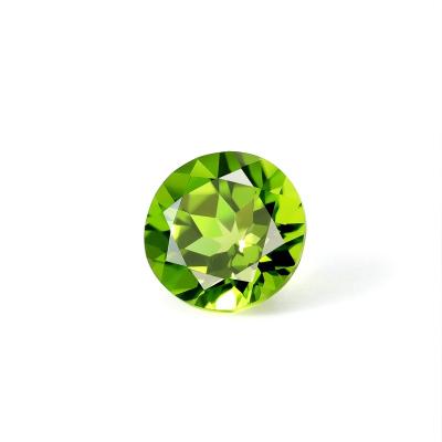 China CS Gems of Birefringence and Pleochroism Wholesale Price Beautiful Natural Loose Gemstones Olive Gems Olivine Round Brilliant Cut Yellowish Green Peridot Stone for sale