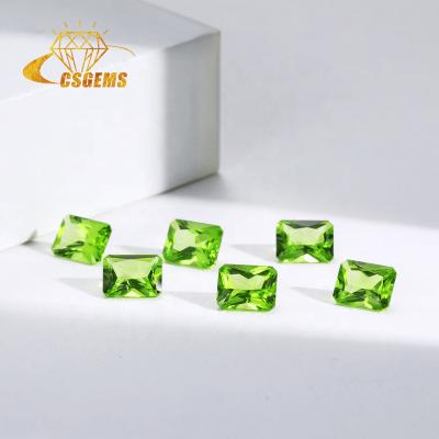 China Birefringence and Pleochroism CS Gems Factory China Manufacturer Attractive Olive Gems Radiant Cut Shape Peridot Stone Price for sale