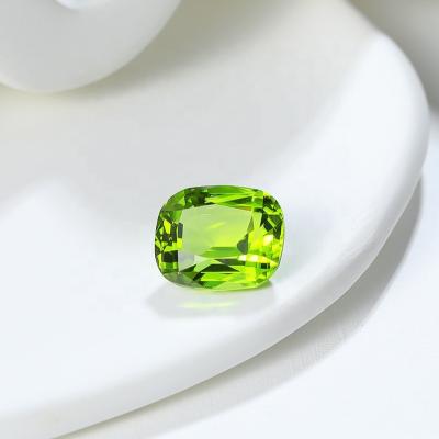 China New Natural Original Beautiful CS Gems Birefringence And Pleochroism Loose High Grade Yellow Green Gemstones Cushion Beautiful Long for sale