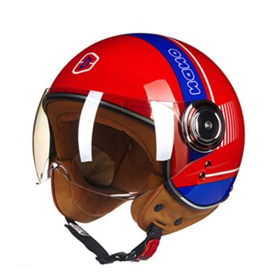 China Sun Shield Motorcycle Helmet Safety Electric Car Unisex ABS Retro 3/4 Open Face Helmet Bike Vintage Lowered Person Scooter Helmet for sale