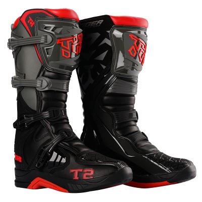 China Wholesale T2 Dirt Bike Motocross Boots Anti-UV Cool New Black Genuine Leather OEM Motorcycle Boots For Men for sale