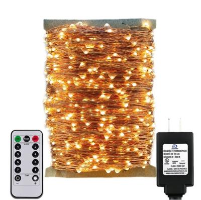 China Decorative 50 Meters Plug in Adapter Christmas Fairy Copper Wire LED String Light for sale