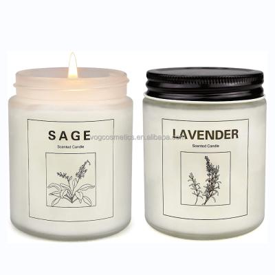 China Scented Private Label Scented Candles Natural Aromatherapy Lavender Essential Oil Scented Candle Gift Set Relaxation Sage Soy Wax Candles for sale