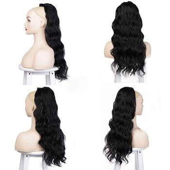 China Wholesale FRENCH Curly Long Ponytail Wigs Womens Factory LOOP Curly Hair Extensions Synthetic Wig Extensions for sale