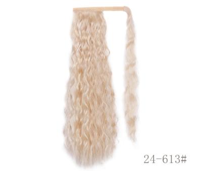 China FRENCH LOOP Corn Wavy Curly Wrap Around Clip In Ponytail Wigs Long Wave Synthetic Hair Extensions Super Wave for sale