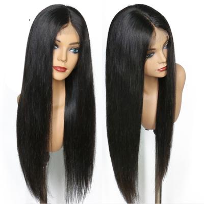 China High Temperature Black Natural Hairline Silky Straight Long Fiber Straight Synthetic Lace Front Wig For Women for sale