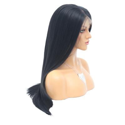 China Heat Resistant Lady Synthetic Hair Wig Women's Hair Silky Straight Wave Black Straight Fiber Wigs Heat Resistant for sale