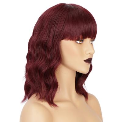 China Fashion Super Red Short Curly Woman Factory Wave Wigs Synthetic Hair for sale