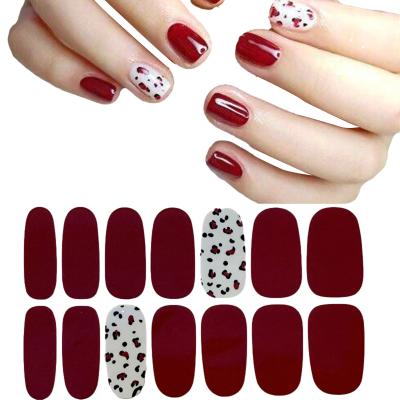 China Easy Apply Popular 14 StripsLeopard Grain Full Cover Print Nail Sticker Self Adhesive Leopard Nail Wraps For DIY Nail Art for sale