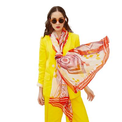 China Long Fashion Scarves Ladies Scarf High Quality Soft Comfortable Silk Digital Printing Silk Scarf for sale