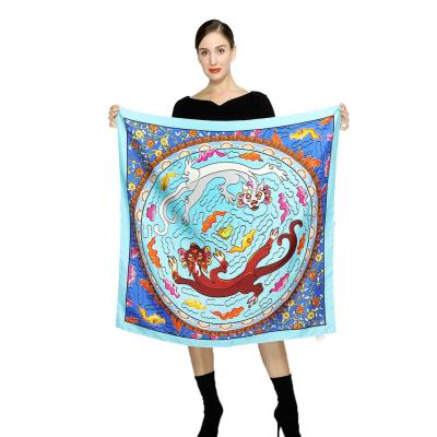 China Wholesale Luxury Custom Made 90x90 Square Small Silk Square Scarf For Women for sale