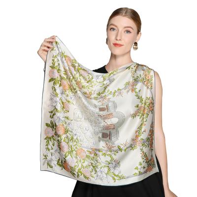 China Square In Stock Square Wholesale Silk Scarf Womens Digital Silk Print for sale