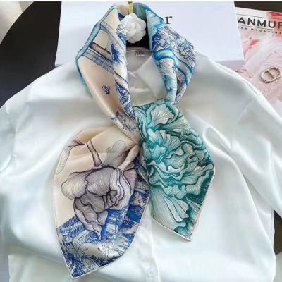 China 90x90 Custom Square Scarf 14mm Twill 100% Pure Silk Square Scarf For Women for sale