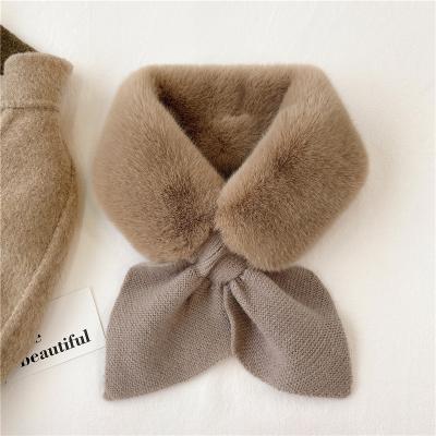 China Hot new design letter wear minik rabbit fur women rex logo trim shawl neck scarves for sale