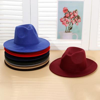 China Wholesale Unisex Hats Men's Jun Picture Solid Color Wide Brim Hat Custom Felt Hat Blue White Green Tans for sale