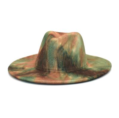 China Barred 2020 Wholesale New Design Wide Brim Hat Women Tie Dye Felt Hat Men Felt Two Tone Hat Caps for sale