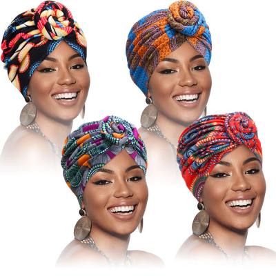 China Fashion \ knot Beanie Cap Headwrap Hat aa de bonnet turban Pre-tied by comfortable African Pattern Headwrap \ durable for sale