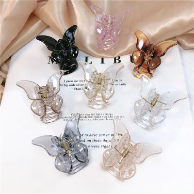 China Wholesale Fashion Transparent Acrylic Butterfly Hair Clip Acetate Hair Claw For Girl for sale