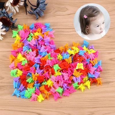 China 2021 Sweet Wholesale Small Size Cute Pink Kids Instant Hair Clip Claw Butterfly Babies Clip Set Accessories for sale