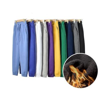 China Fade Proof Solid Color Thick Fleece Sweatpants Winter Kids Dress Pants Girls Pants&Trousers Boys Jogging Pants for sale