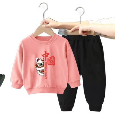 China Breathable Chinese Style Children's Little Girls Long Sleeve Jogger Costumes Set Simple Hoodies Autumn Children Tracksuit for sale