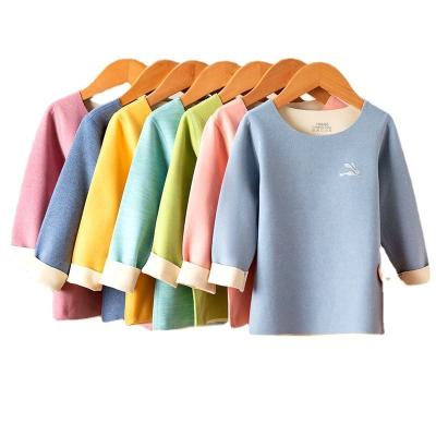 China Kids Clothing Autumn Winter Warm Clothes Thermal Knit Girls Blouses And Shirts Thermal T-shirts Printing Girls Clothing for sale