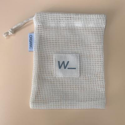 China Cotton Mesh Bags Drawstring Bags Eco Friendly Organic Cotton Product Mesh Bag No Drawstring Reusable Cotton Waste Mesh Bags For Fruit for sale