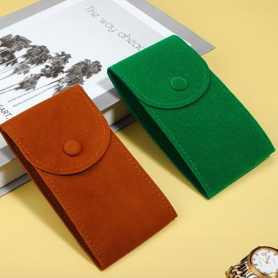 China Cheap Luxury Green Velvet Mechanical Watch Bag Suede Watch Roll Pouch For Gift Mechanical Watch Pouch for sale