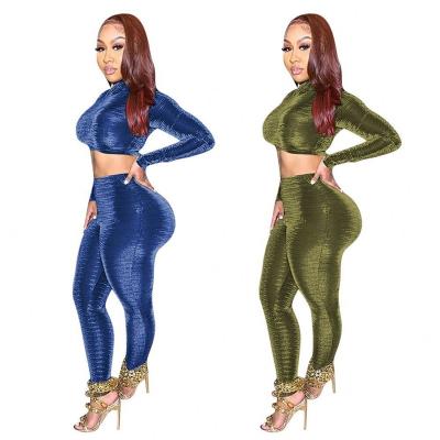 China QUICK DRY Shinny Bright Glitter Skinny Stretchy Wholesale Jogging Suites Sexmsly Women Two Piece Outfits 2 Set Clothing for sale