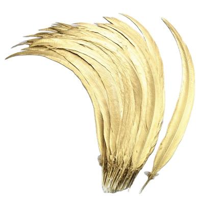 China Decorations 65-70cm Painted Gold Silver Pheasant Feather For Carnival Costumes for sale