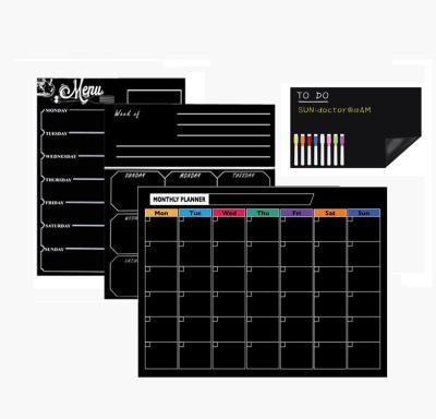 China Super Easy Erase Flexible Magnetic Wet Erase Planner Fridge Black Chalkboard Weekly Monthly Calendar for Kitchen Fridge for sale