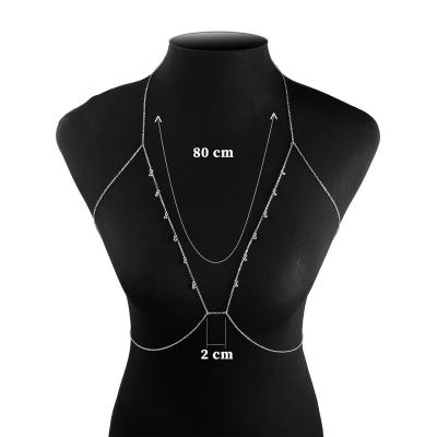 China 2021 New Arrival Fashionable Bikini Body Jewelry Belly Chain Beads Sexy Metal Chest Chain for sale