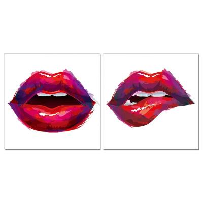 China Factory Direct Sale Crystal Clear Red Lips Ladies Environmental Painting Canvas Art Posters Wall Art Acrylic Painting Materials For Hotel Room for sale