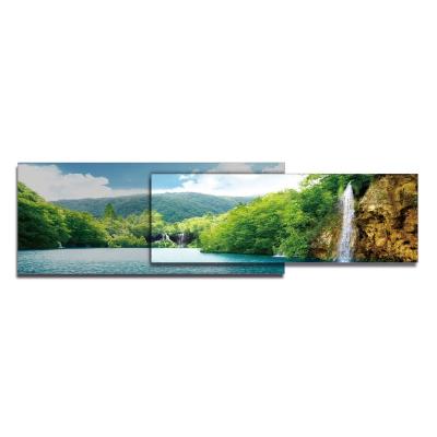 China All Landscape Environmental Glossy Canvas Triptych Good Quality Materials Painting Home Accessory Framed Art Frameless Acrylic Painting For Background Wall for sale