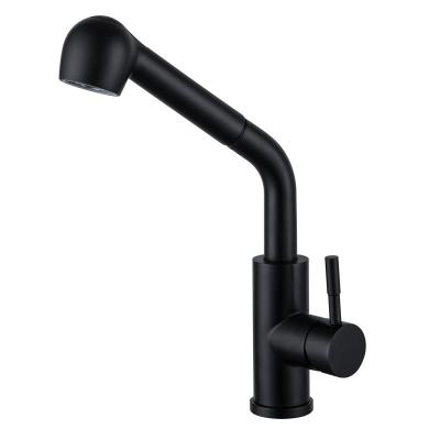 China New Design Kitchen Mixer Taps Matt Black 2 Metered Way Pull Out Rotation Spray Kitchen Faucet Tap for sale