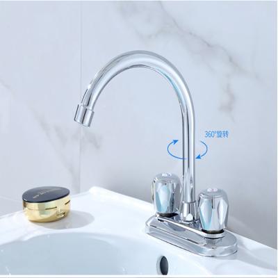 China Brass Basin Double-Open Bi-Directional Kitchen Countertop Thermostatic Faucets Single-Handle Hot And Cold Rotary Faucet for sale