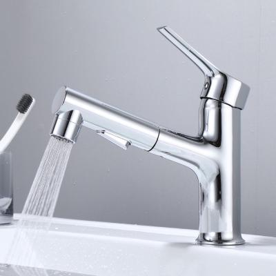 China Thermostatic Faucets Basin Mixer Tap Brass Pull Out Chrome Bathroom Faucet for sale