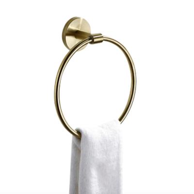 China Hotel 304 SS Modern Bathroom Accessories Luxury Gold Black Towel Ring Towel Holder for sale