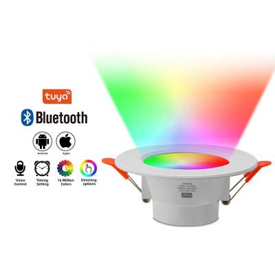 China RGBCW Tuya Tooth Smart Downlight 85-265v Dimmable Modern Blue Full Color Timing Down Lamp LED Recessed Round Ceiling Light APP Control for sale