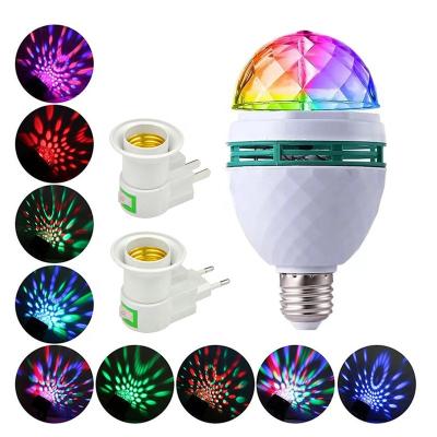 China Home Colorful E27 LED Disco Stage Bulb Light Crystal Magic Ball Lamp 3W Auto-rotating RGB Party Light for Party KTV DJ Dance Floor for sale