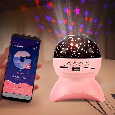 China Romantic Night Light Kids Bedroom Lamp Star Projector LED USB Speaker Wireless Music Rotating Atmosphere Stage Lights Romantic Gift for sale