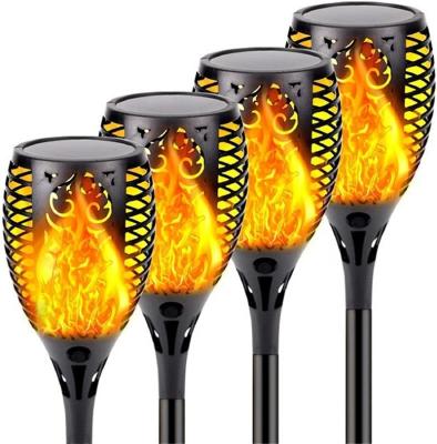 China Waterproof 96LED Garden Modes Solar Fire Three Flame Lamp Flickering Garden Torch Dancing Flame Light Outdoor Solar Flickering Lights for sale