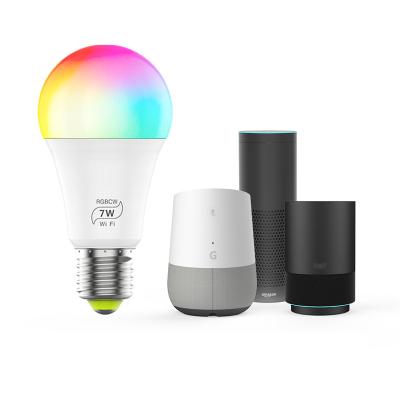 China Residential Smart Light Bulb 7W RGBCW Dimmable Light Bulb E27 E26 110-240v Wifi Multicolor Smart Bulb 2.4G Alexa Google Home Voice Control Remote Control for sale