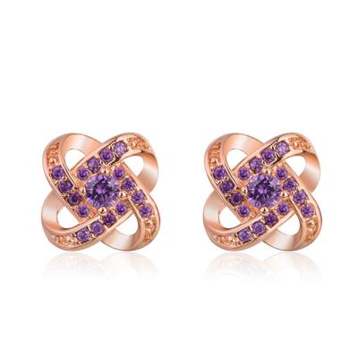 China FASHIONABLE S925 Needle Flower Woman Flower Rhinestone Crystal Diamond Silvery Purple Drop Jewelery Earrings for sale