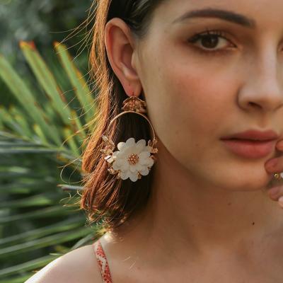 China Wholesale European Romantic Exaggerated Creative Alloy Female Flower Bohemian Earrings for sale